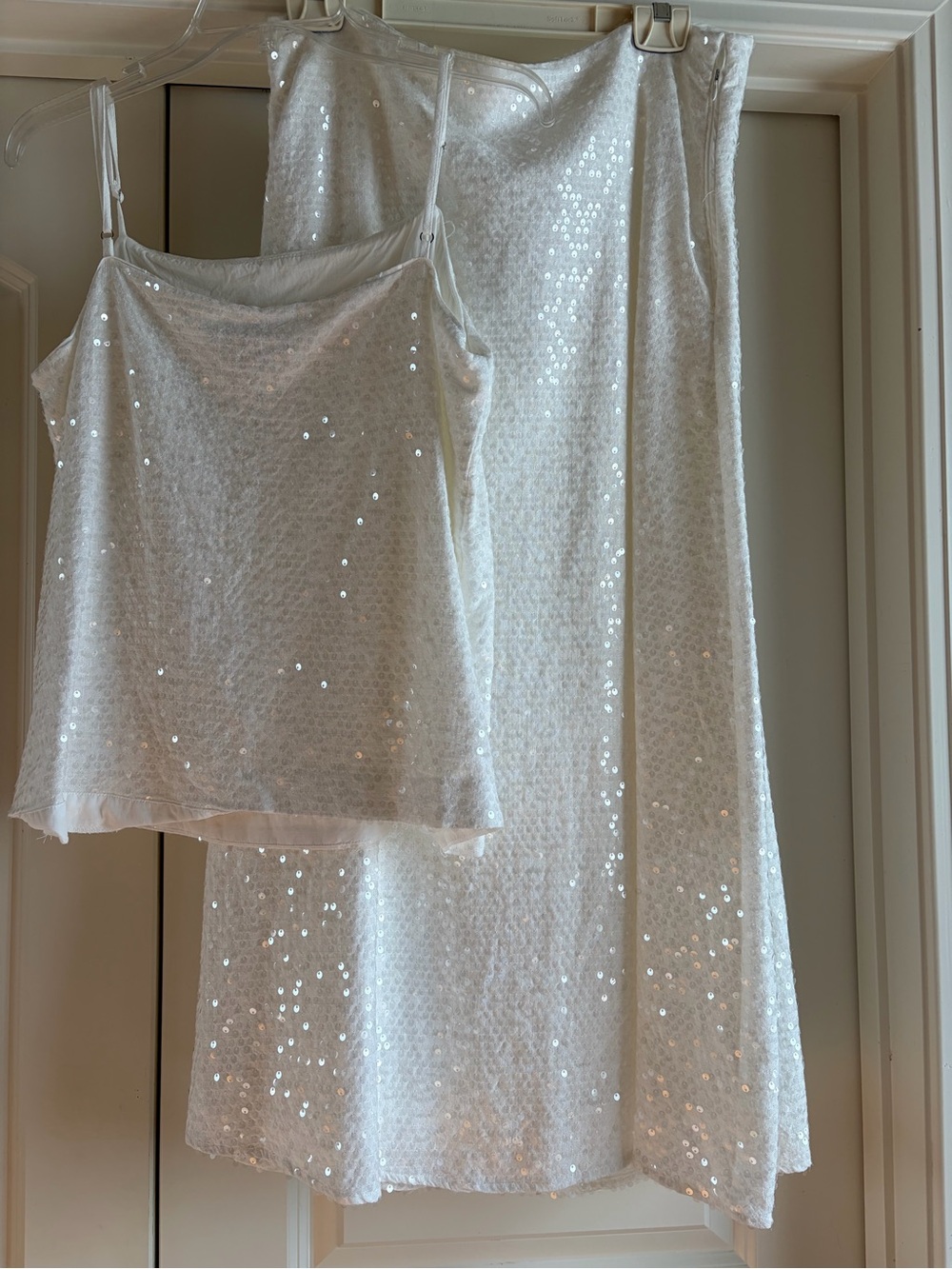 LOFT white sequence Dress Top and skirt
